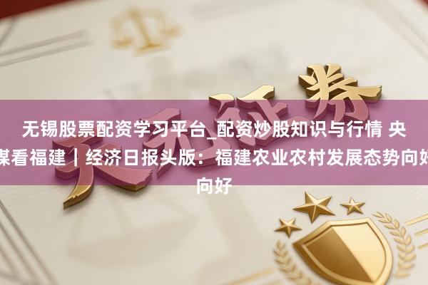 无锡股票配资学习平台_配资炒股知识与行情 央媒看福建｜经济日报头版：福建农业农村发展态势向好