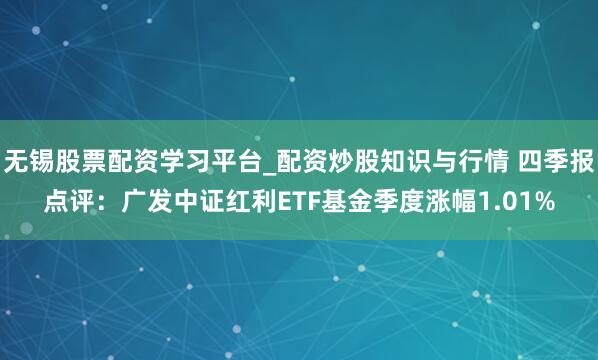 无锡股票配资学习平台_配资炒股知识与行情 四季报点评:广发中证红利ETF基金季度涨幅1.01%