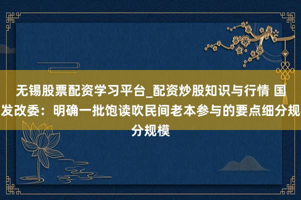 无锡股票配资学习平台_配资炒股知识与行情 国度发改委：明确一批饱读吹民间老本参与的要点细分规模