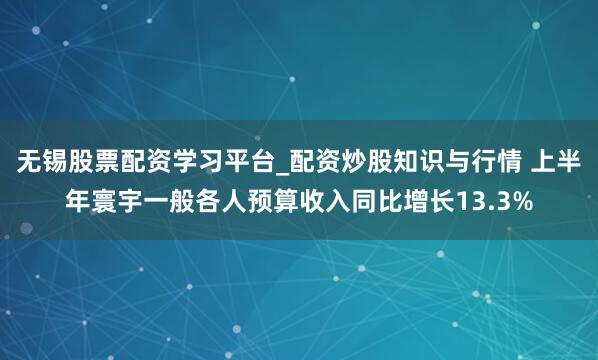 无锡股票配资学习平台_配资炒股知识与行情 上半年寰宇一般各人预算收入同比增长13.3%