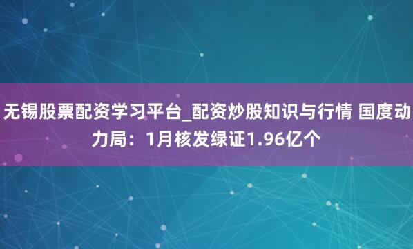 无锡股票配资学习平台_配资炒股知识与行情 国度动力局：1月核发绿证1.96亿个