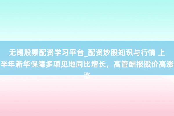 无锡股票配资学习平台_配资炒股知识与行情 上半年新华保障多项见地同比增长，高管酬报股价高涨