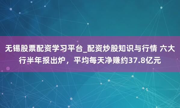 无锡股票配资学习平台_配资炒股知识与行情 六大行半年报出炉，平均每天净赚约37.8亿元