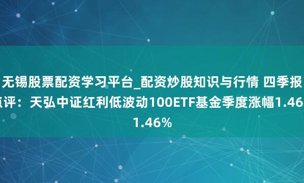 无锡股票配资学习平台_配资炒股知识与行情 四季报点评：天弘中证红利低波动100ETF基金季度涨幅1.46%