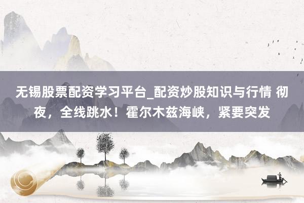 无锡股票配资学习平台_配资炒股知识与行情 彻夜，全线跳水！霍尔木兹海峡，紧要突发