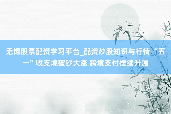 无锡股票配资学习平台_配资炒股知识与行情 “五一”收支境破钞大涨 跨境支付捏续升温