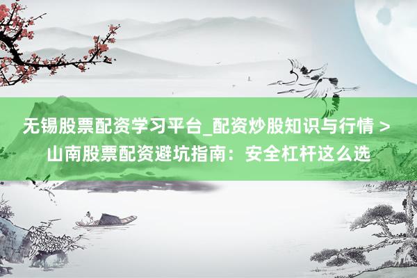 无锡股票配资学习平台_配资炒股知识与行情 > 山南股票配资避坑指南：安全杠杆这么选
